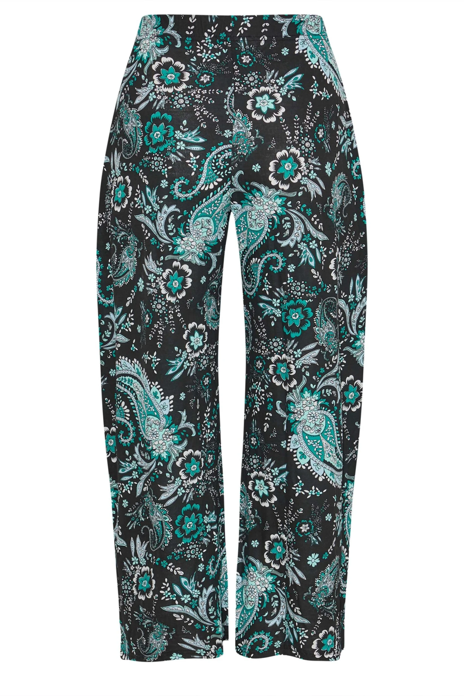 Pantalon Noir & Vert Imprimé Paisley Wide Leg – Image 5