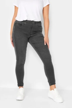 Jegging LOLA Gainant En Denim Noir Délavé