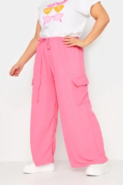 YOURS - Pantalon Rose Bonbon Wide Leg Crêpé En Cargo
