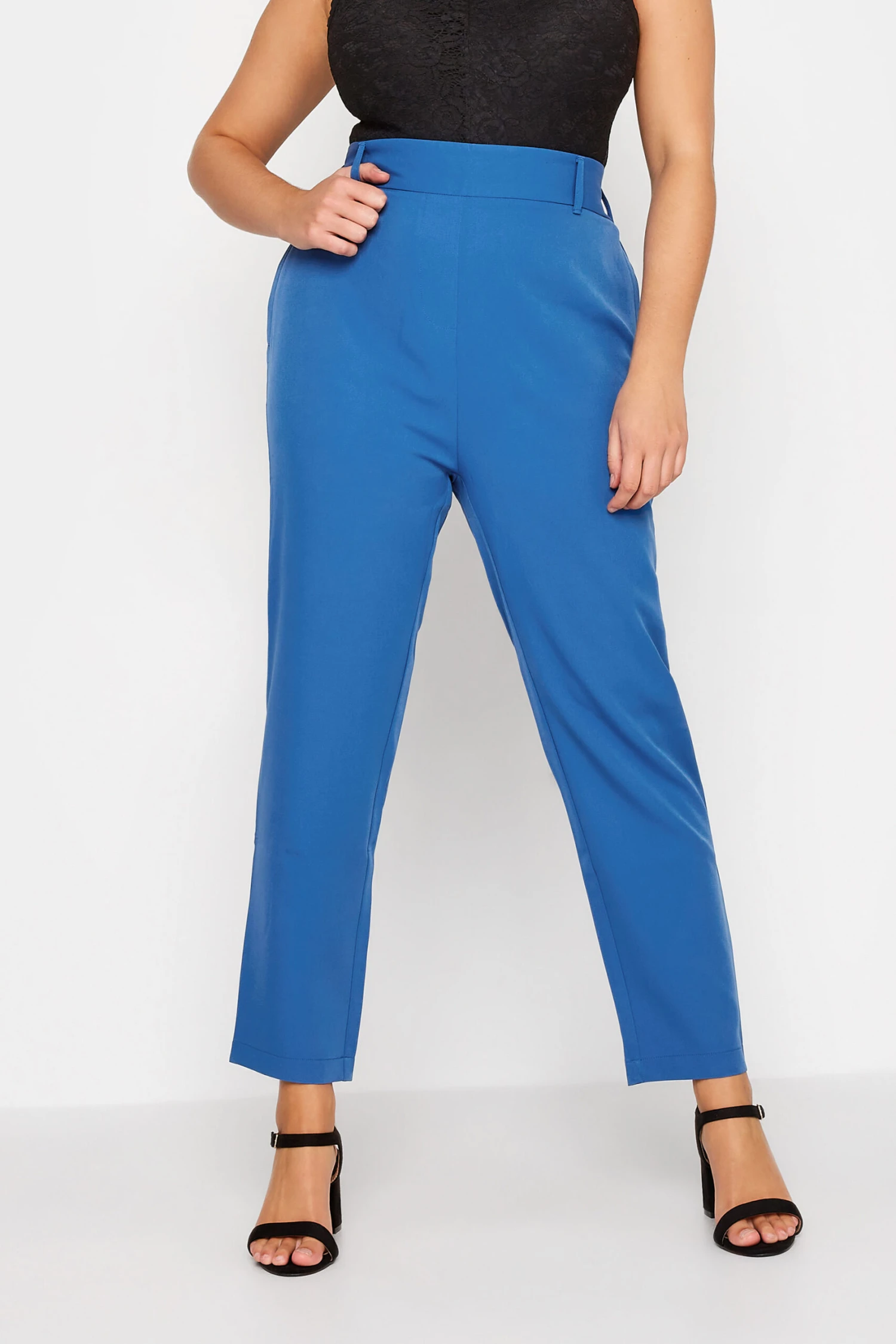 Pantalon Bleu Roi Taille Haute Coupe Droite