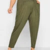 YOURS - Pantalon Style Sarouel Vert Kaki Plissé