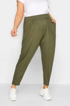 YOURS - Pantalon Style Sarouel Vert Kaki Plissé