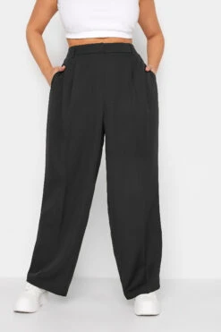 YOURS - Pantalon Noir Wide Leg Plissé
