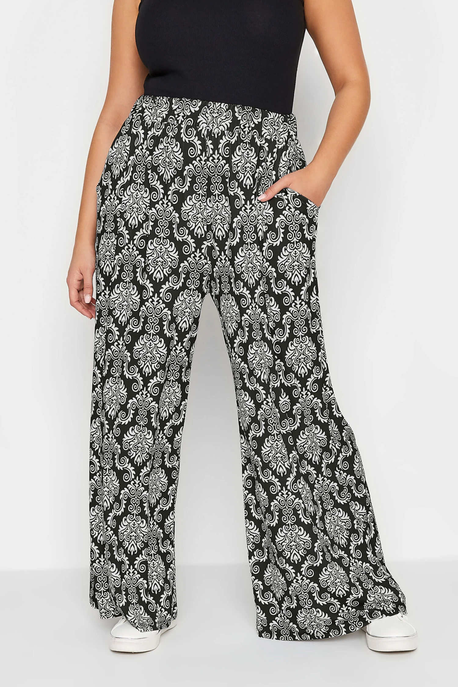 YOURS - Pantalon Wide Leg Noir Paisley