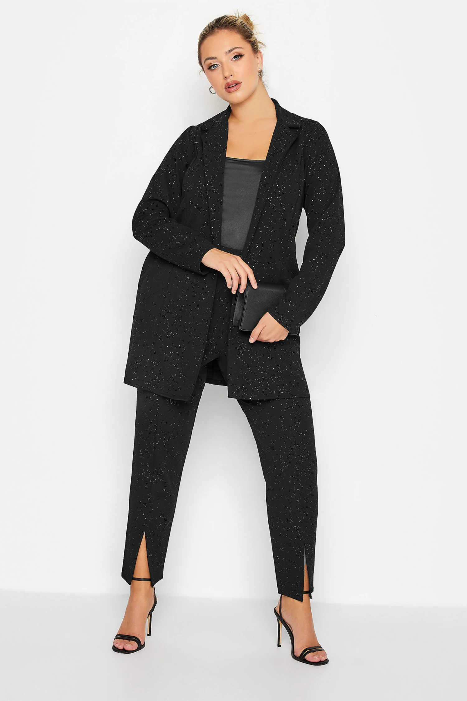 LIMITED COLLECTION - Pantalon Noir Pailletté Fentes Aux Ourlets – Image 2