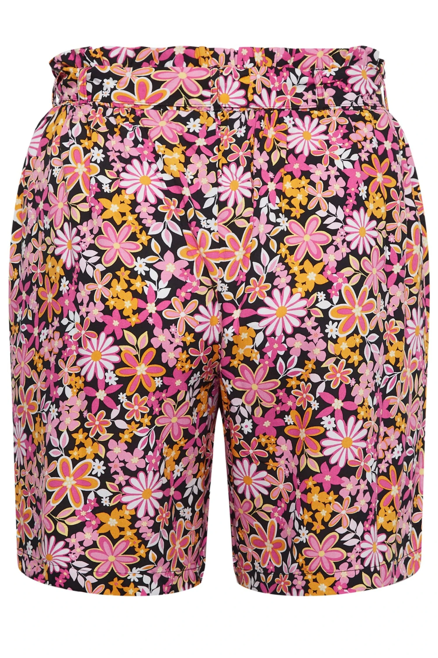 YOURS - Short Noir & Rose Floral Ample Paperbag à Poches – Image 6