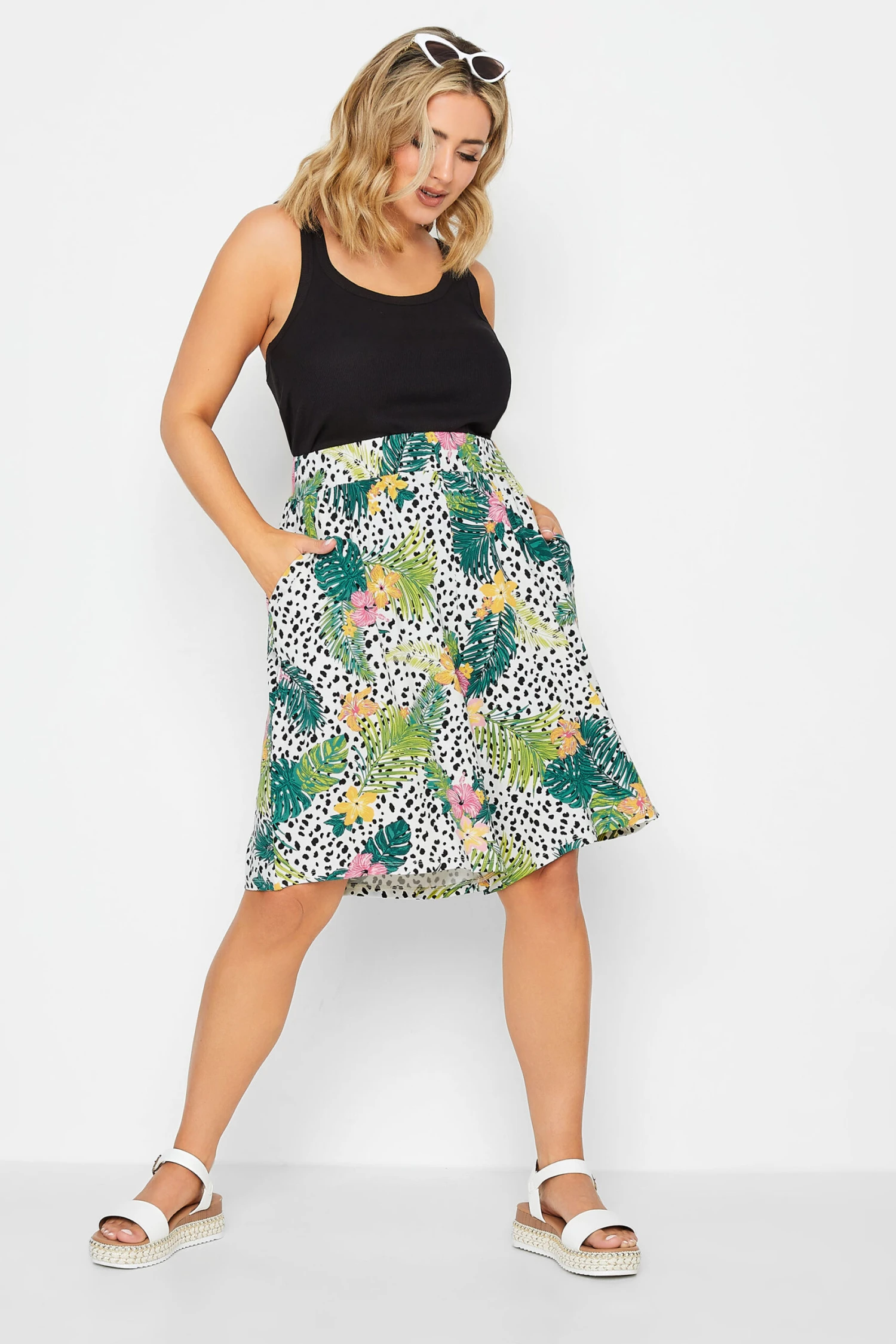 YOURS - Short Ample Blanc Imprimé Tropical – Image 2