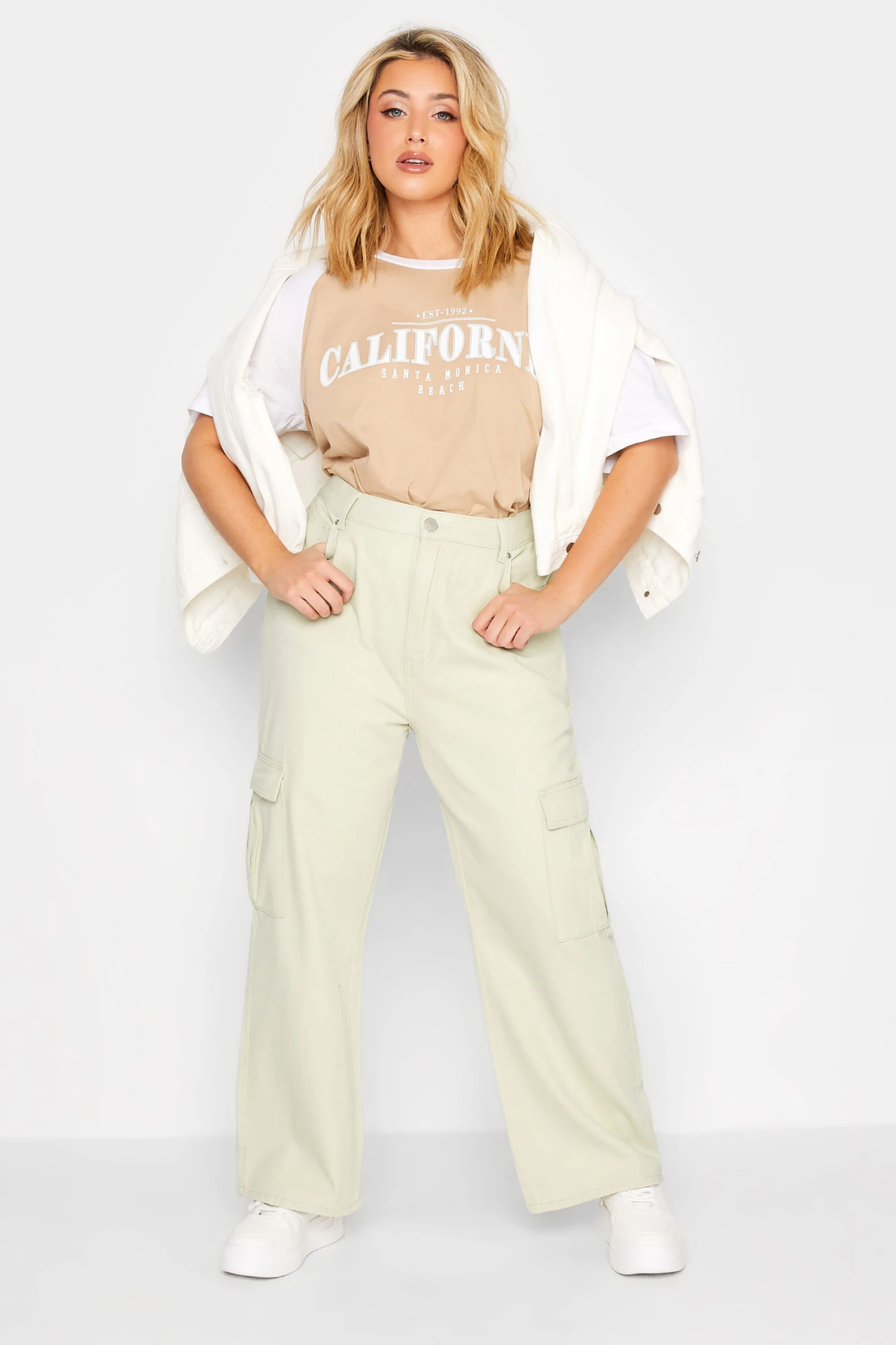 YOURS - Jean Beige Coupe Droite Design Cargo – Image 3