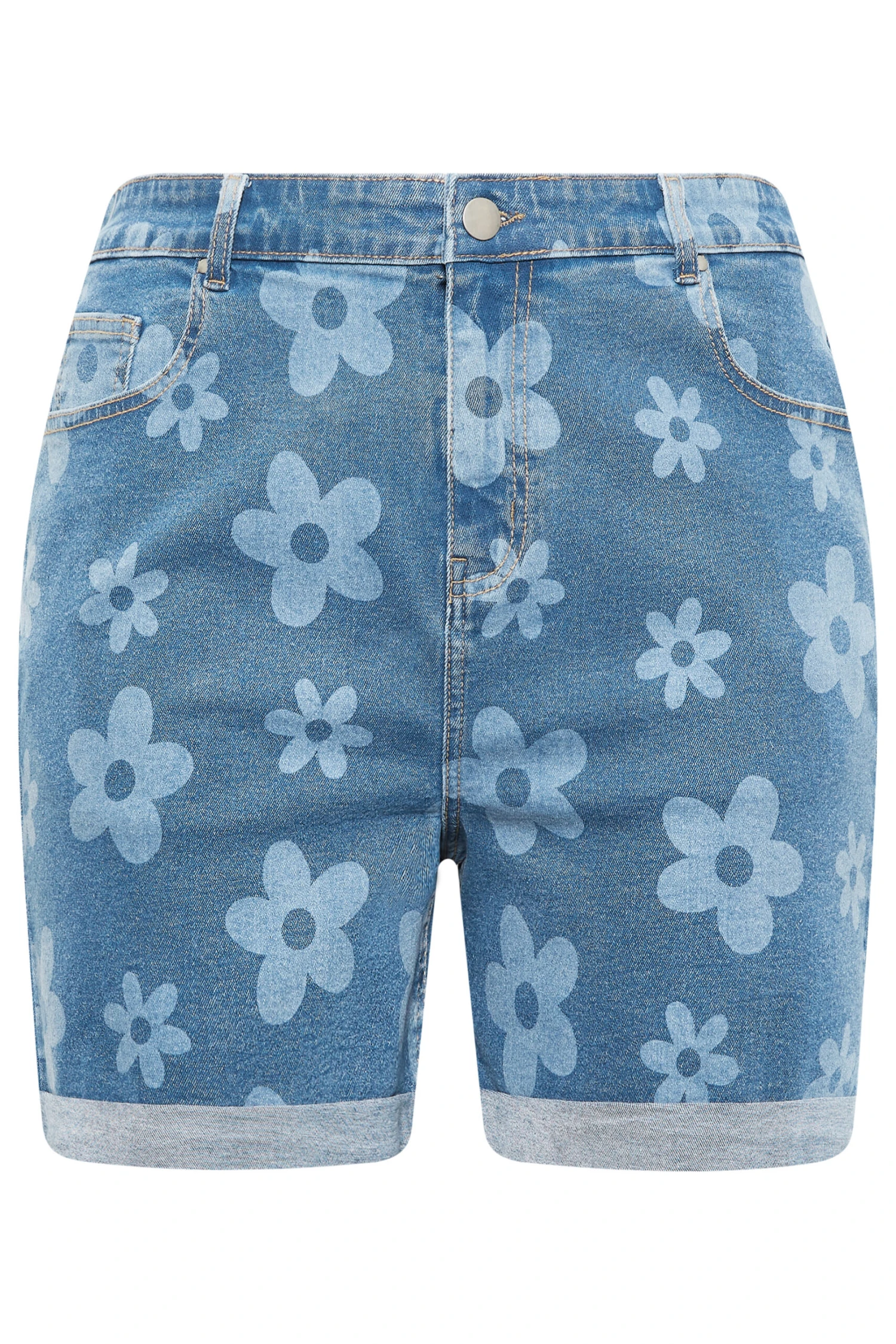 YOURS - Short Bleu Clair Floral Stretch – Image 5