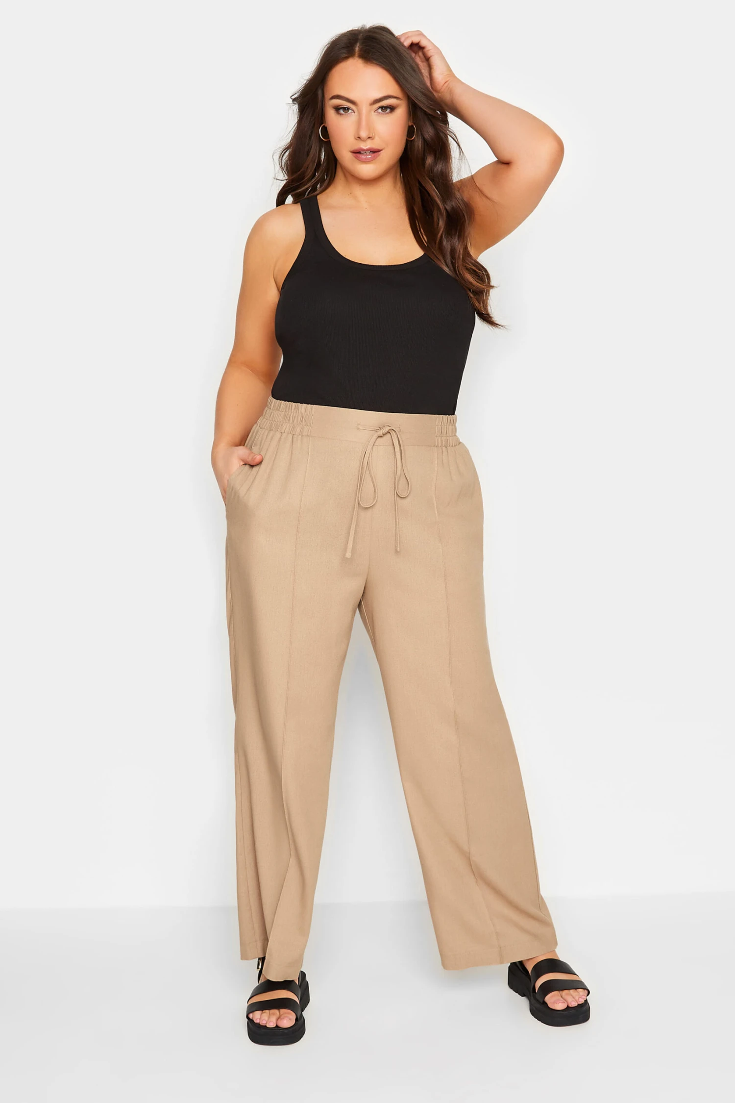 YOURS - Pantalon Beige En Lin Coupe Wide Leg – Image 2