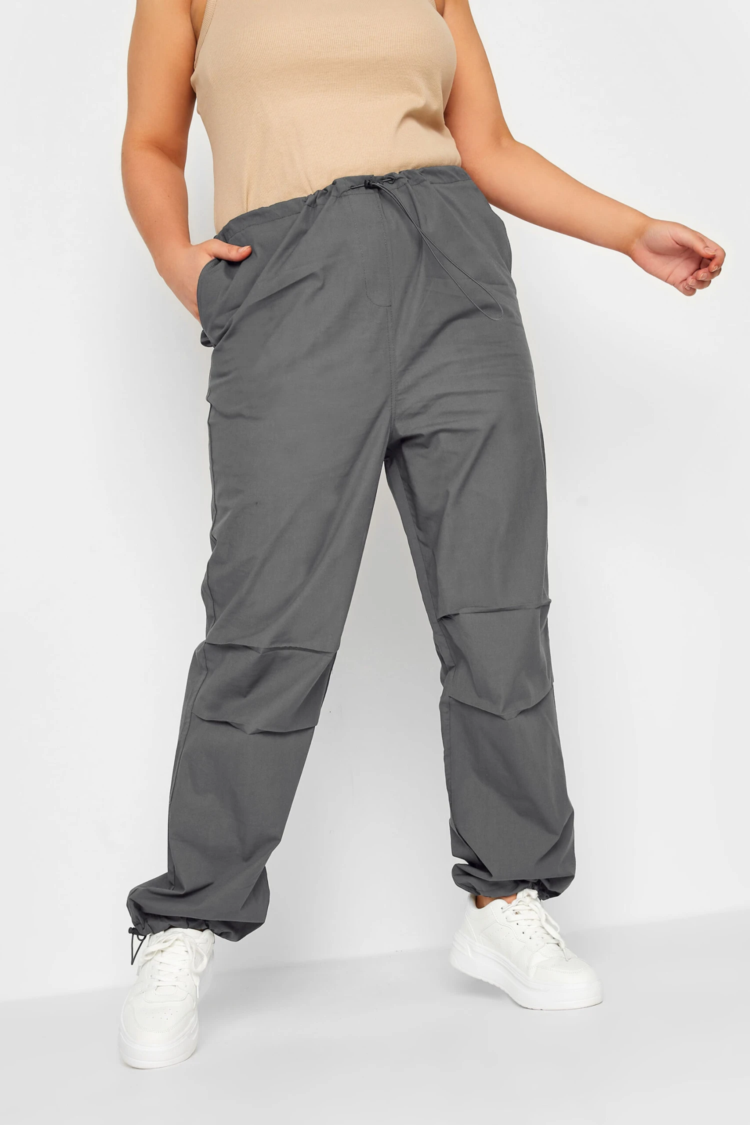 YOURS - Pantalon Coupe Cargo Gris Charbonneux Parachûte à Poches