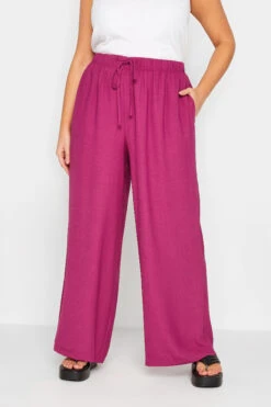 YOURS - Pantalon Wide Leg Rose Fushia En Sergé
