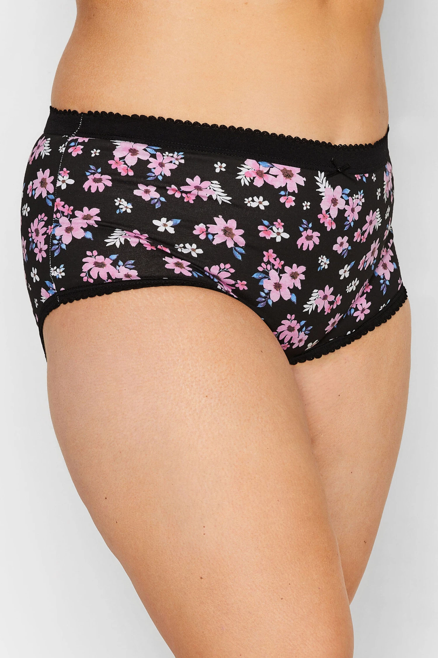 YOURS - Lot De 5 Culottes Noires & Roses Floral – Image 2