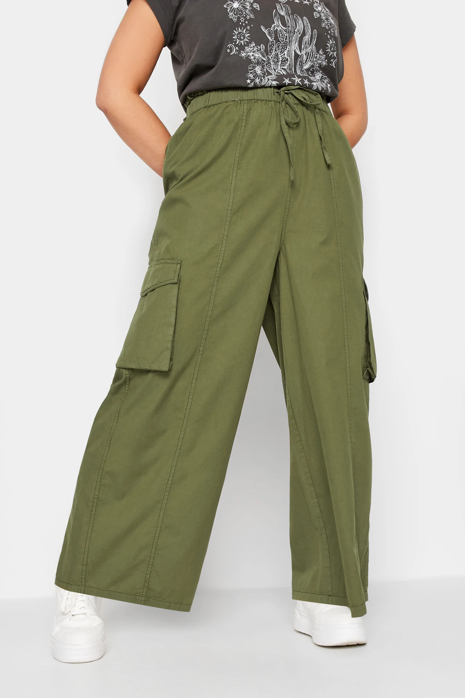 LIMITED COLLECTION - Pantalon Vert Kaki Cargo Coupe Wide Leg – Image 2