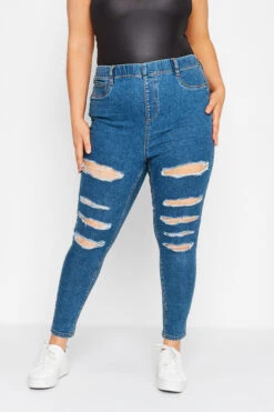 Jegging Bleu GRACE Coupe Déchirée