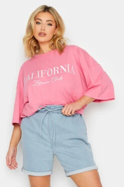 YOURS - Short En Jean MOM Bleu Ciel Paperbag à Poches