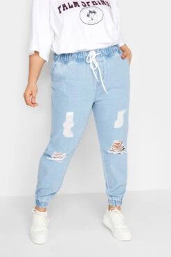 YOURS - Jogging En Jean Bleu Délavé Style Déchiré