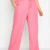 YOURS - Pantalon Rose En Lin Coupe Wide Leg