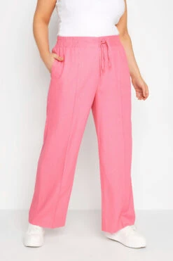 YOURS - Pantalon Rose En Lin Coupe Wide Leg
