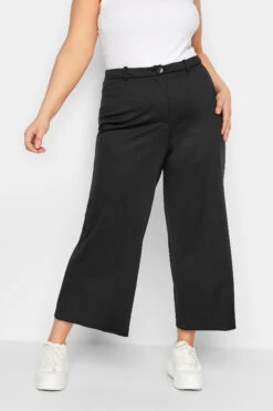 YOURS - Pantalon Wide Leg Noir à Bouton