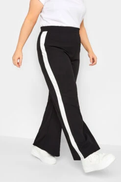 YOURS - Pantalon Noir Bande Blanche Wide Leg