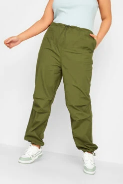 YOURS - Pantalon à Coupe Cargo Vert Kaki Parachûte à Poches