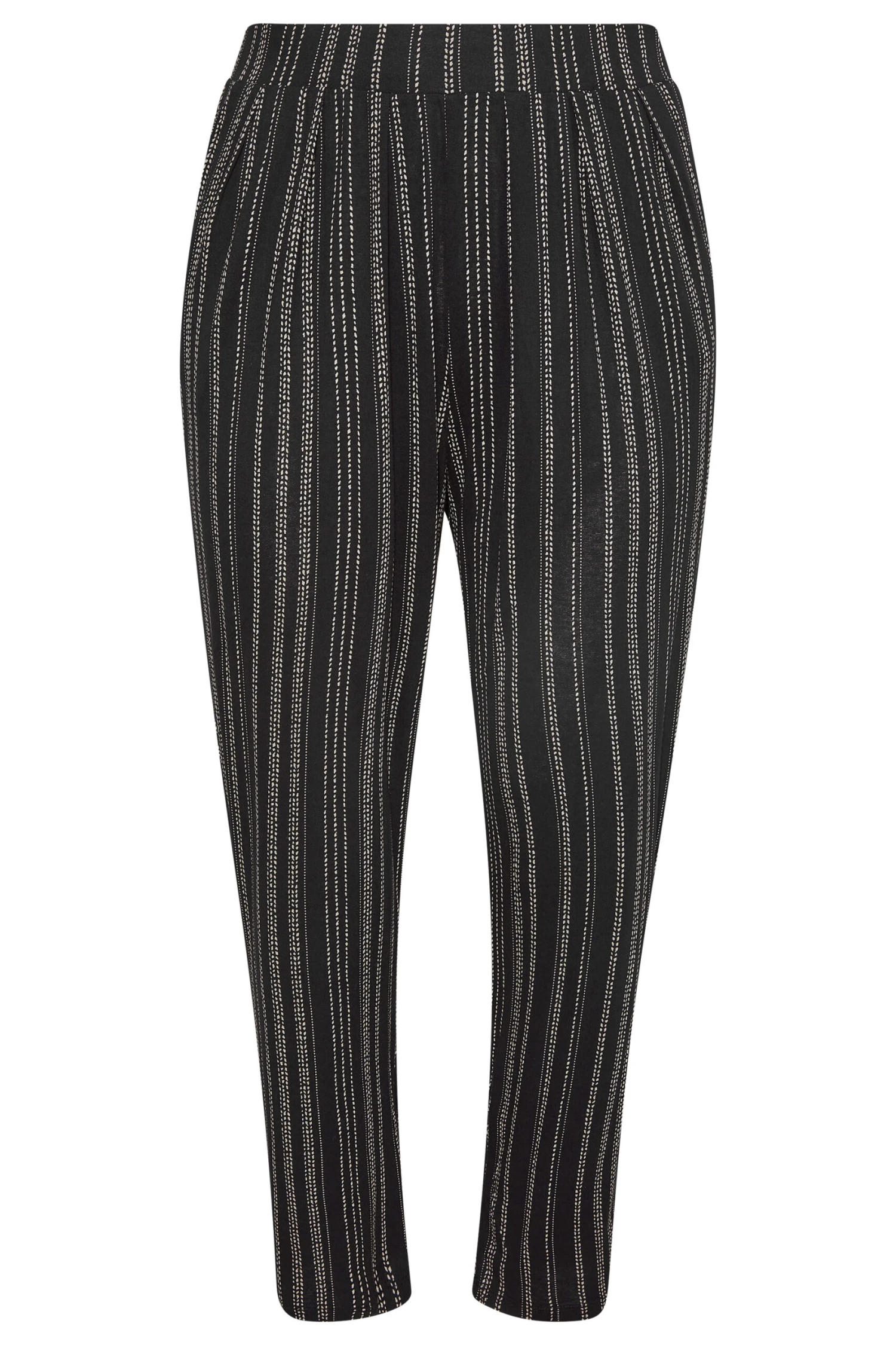 Pantalon Noir En Jersey Design Rayures – Image 5