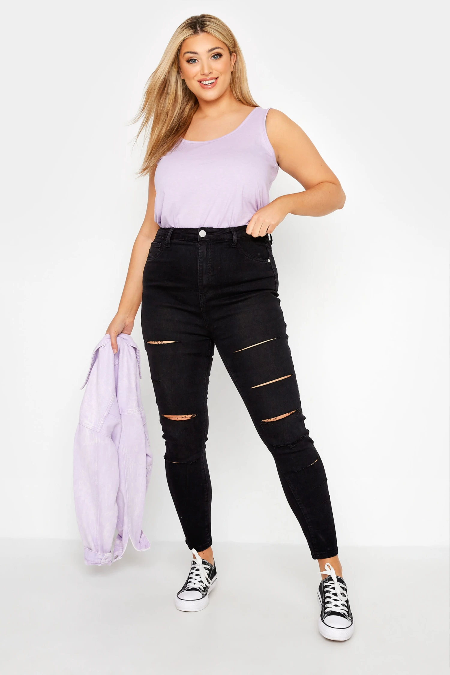 Skinny Jean AVA Noir Extensible Déchiré – Image 2