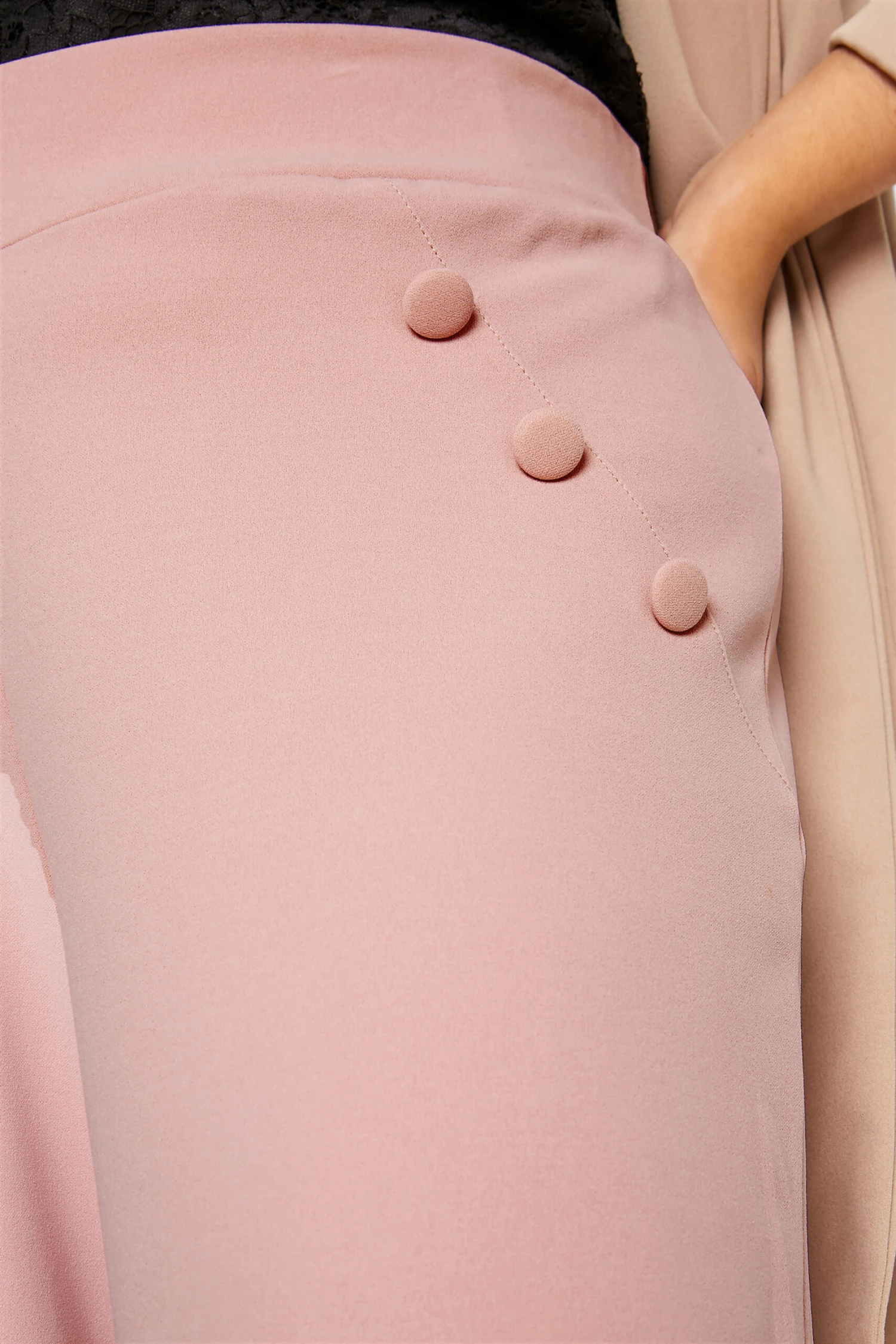 YOURS LONDON - Pantalon Rose Pâle Crêpé Style Ample – Image 3