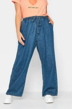 YOURS - Jean Wide Leg Bleu Foncé Taille Élastique