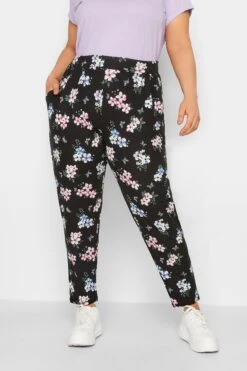 YOURS - Pantalon Noir Style Sarouel Floral