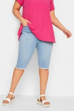 YOURS - Short Bleu Clair AVA Ourlets Effilochés