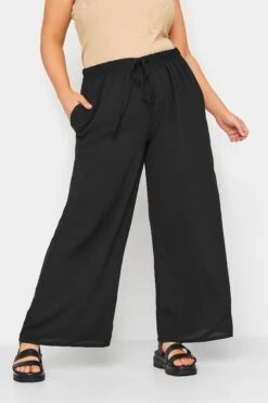 YOURS - Pantalon Noir En Twill Wide Leg