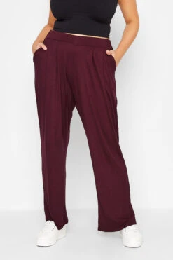 LIMITED COLLECTION - Pantalon Bordeaux Wide Leg Plissé