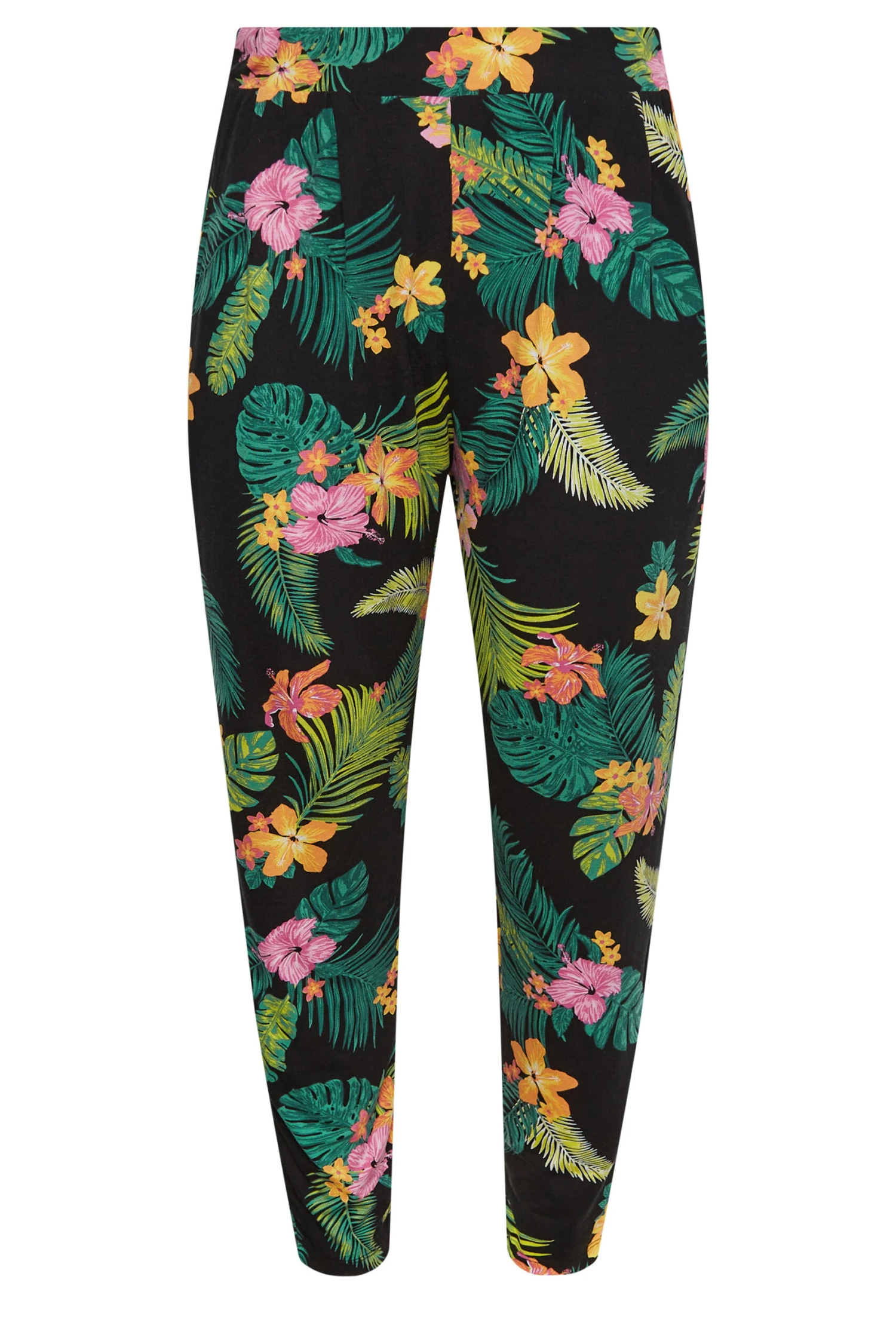 YOURS - Pantalon Noir Fluide Ample Design Tropical – Image 6
