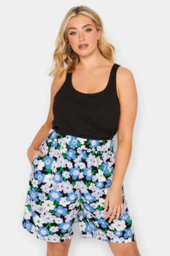 YOURS - Short Bleu Floral à Poches
