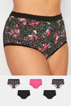 Lot De 5 Culottes - Roses & Noires Papillons