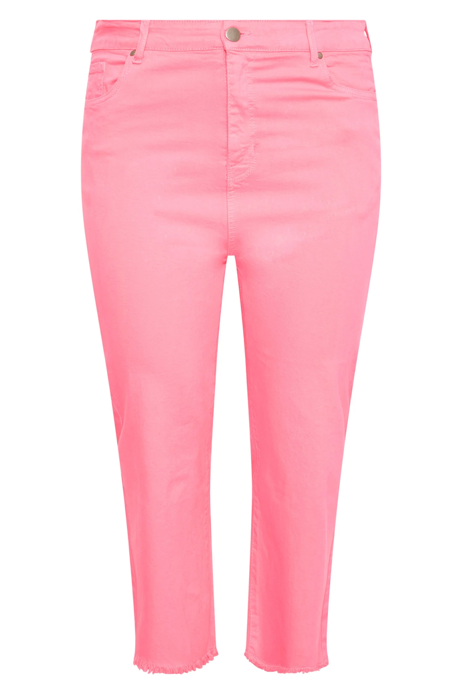 Pantacourt En Jean Rose Ourlets Effilochés – Image 6