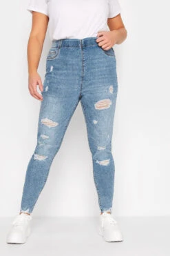 JENNY Jegging Bleu Délavé Déchiré Extrême