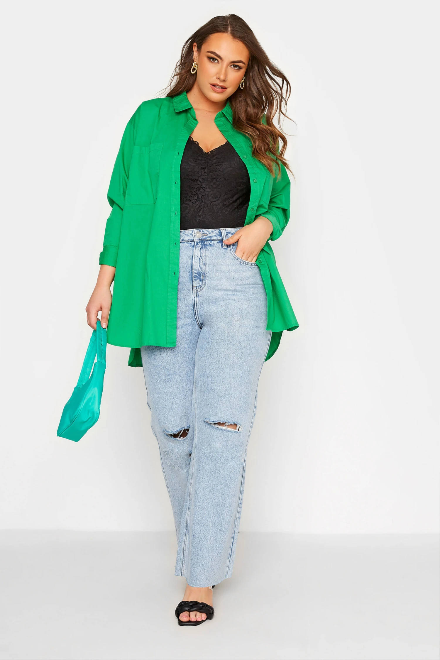 YOURS FOR GOOD - Jean Bleu Délavé Coupe Droite Déchiré – Image 2