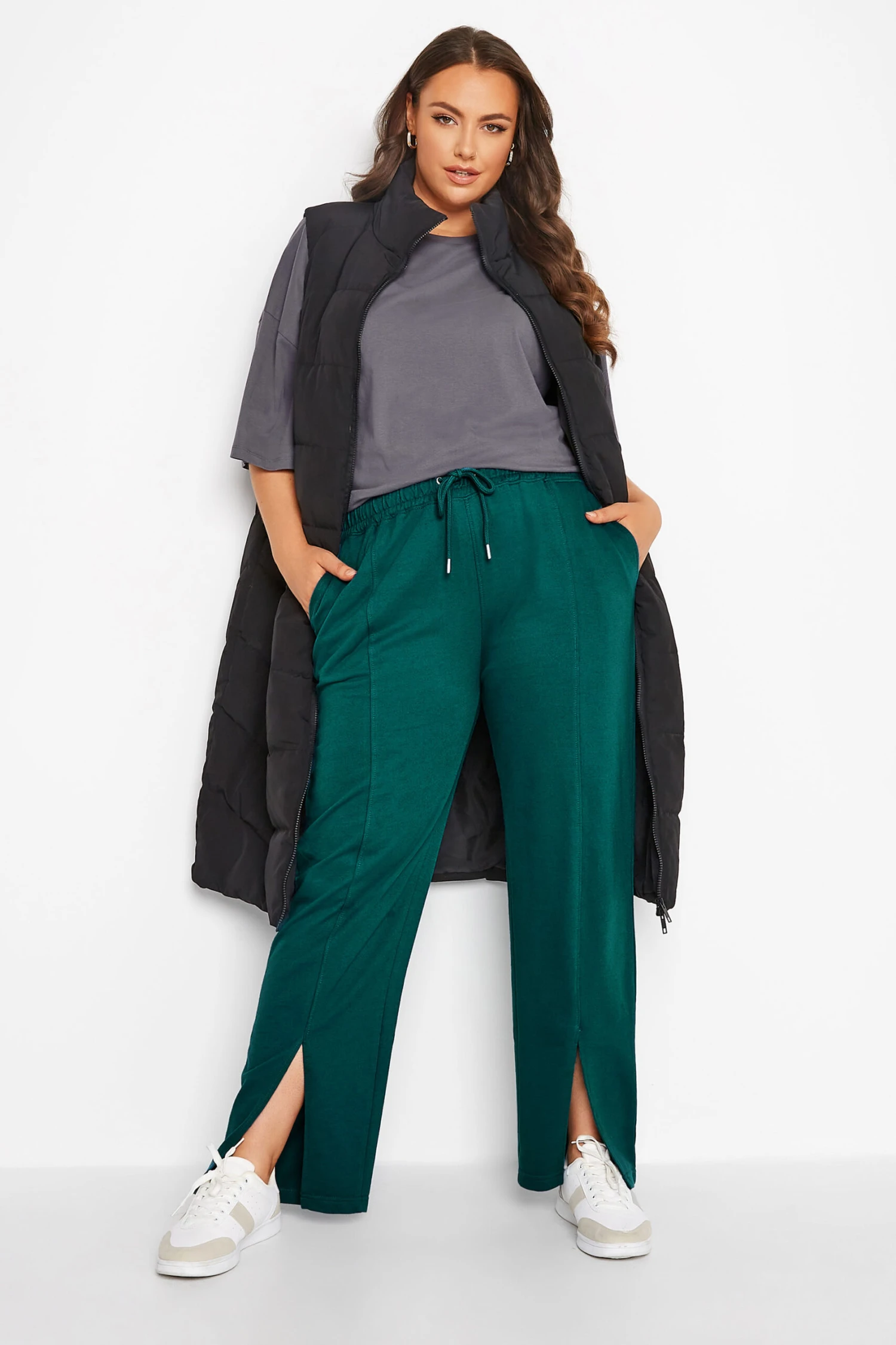 Jogging Bleu Sarcelle Coupe Droite à Fentes – Image 2