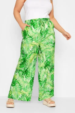 LIMITED COLLECTION - Pantalon Wide Leg Vert Feuilles