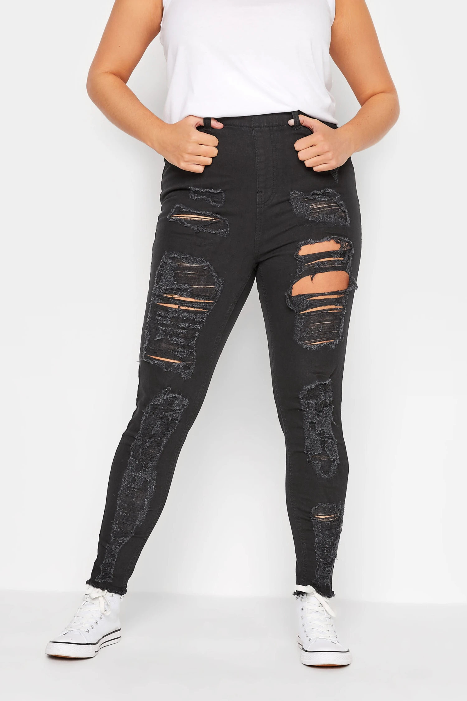 Jegging Noir GRACE Style Déchiré