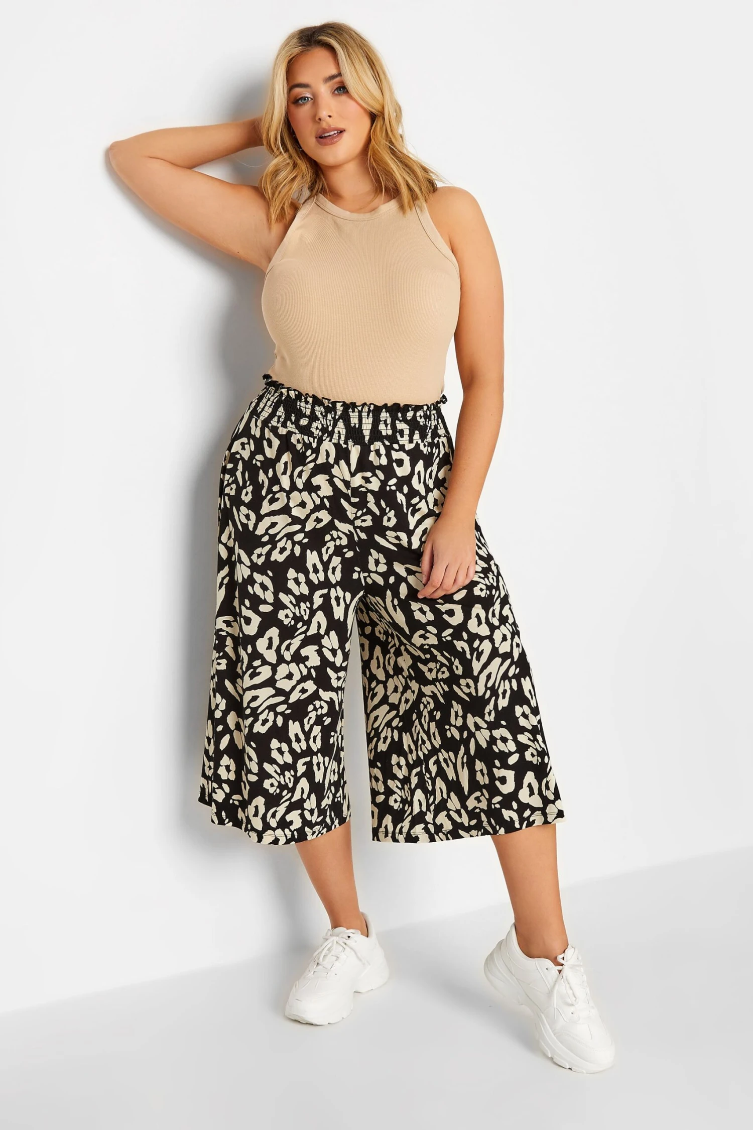 YOURS - Jupe-Culotte Noir & Beige LĂ©opard Fluide â Image 2