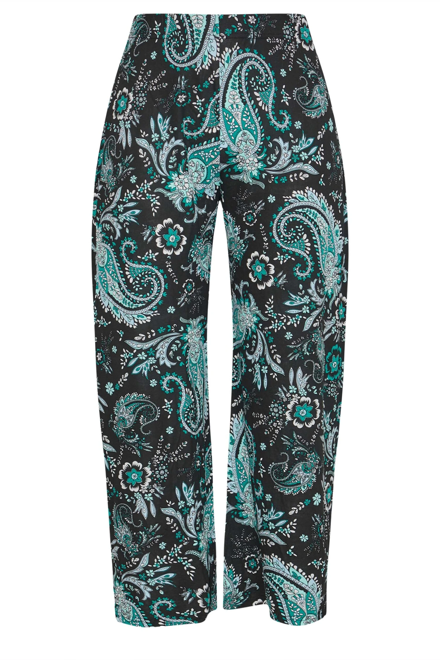 Pantalon Noir & Vert Imprimé Paisley Wide Leg – Image 4