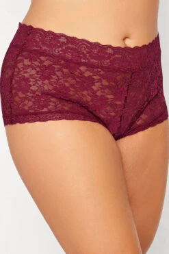 Shorty Bordeaux Dentelle Florale