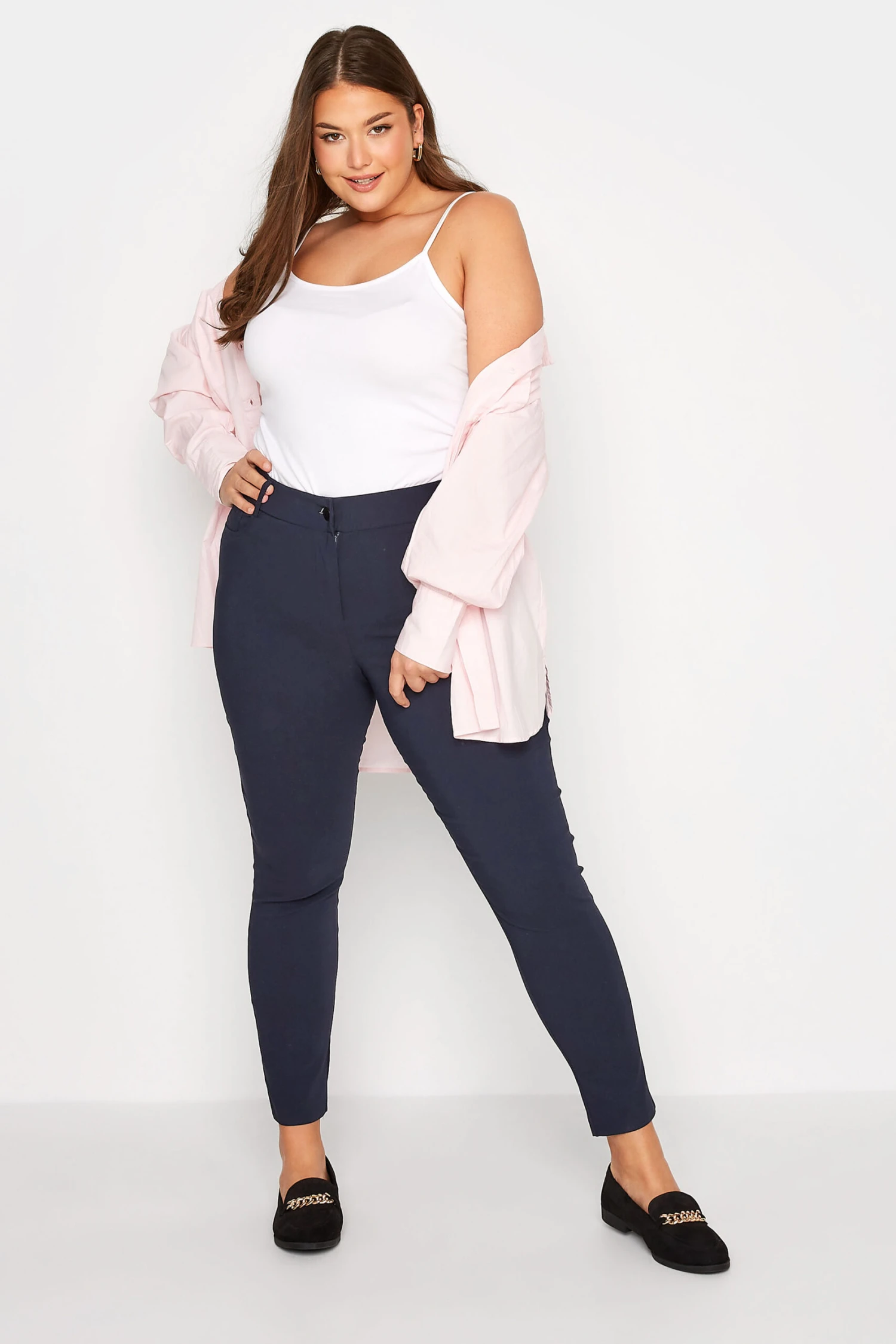 Pantalon Coupe Droite Bleu Marine En Bengaline – Image 2