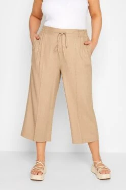 YOURS - Jupe-Culotte Beige Plissé En Lin Mixte