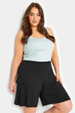 YOURS - Short Noir Cargo à Poches En Jersey