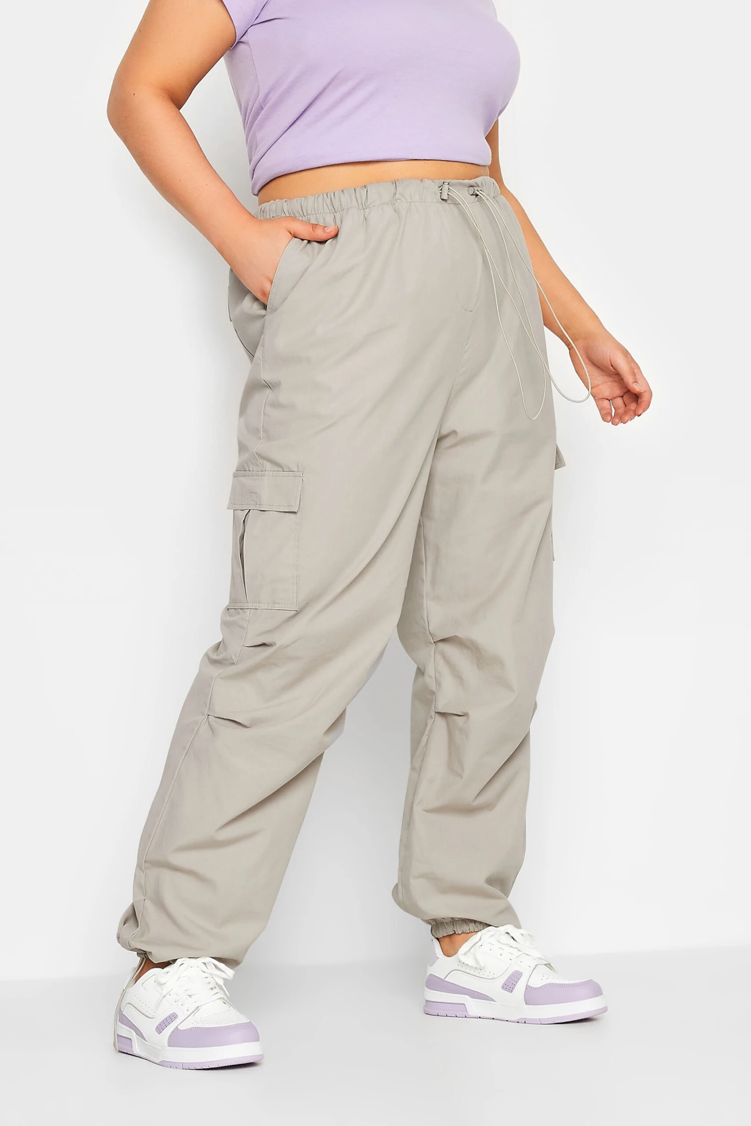 YOURS - Pantalon Coupe Cargo Crème Parachûte à Poches